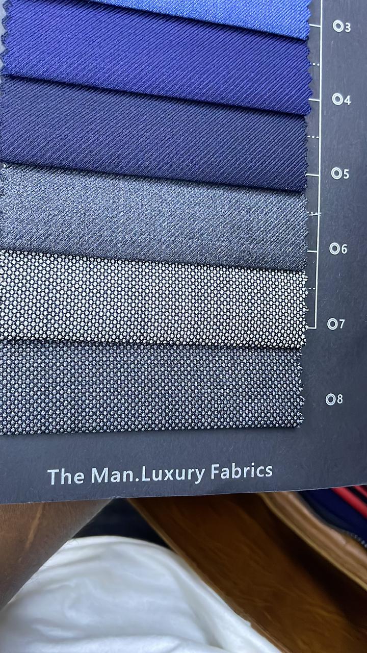 Luxury blue suiting swatches